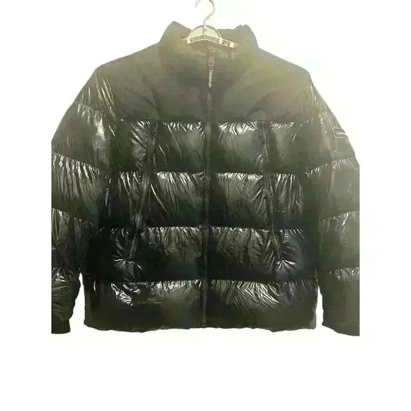 $325 Calvin Klein Black Supershine Down Blend Full Zip Puffer Jacket. Size: XXL - Picture 2 of 9